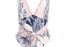 Tie Front Tropical Print One Piece