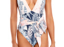 Tie Front Tropical Print One Piece