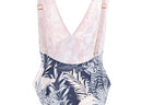 Tie Front Tropical Print One Piece