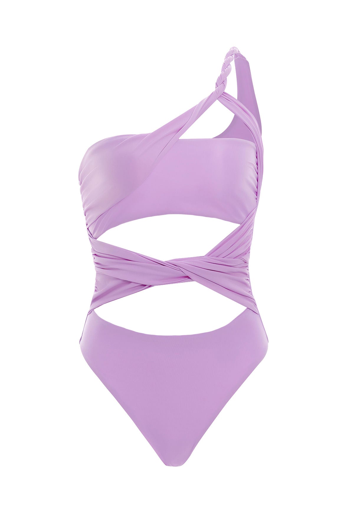 Light Purple Cutout One Shoulder One Piece