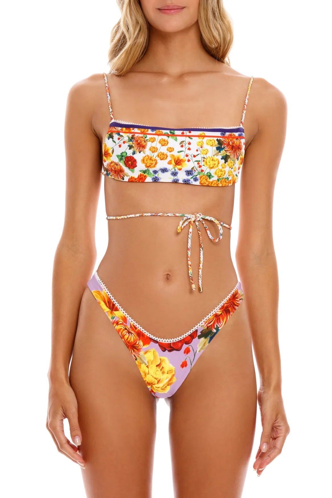 Bright Floral Print Reversible Bikini Top