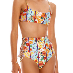 Vibrant Bright Floral Print Bikini Top