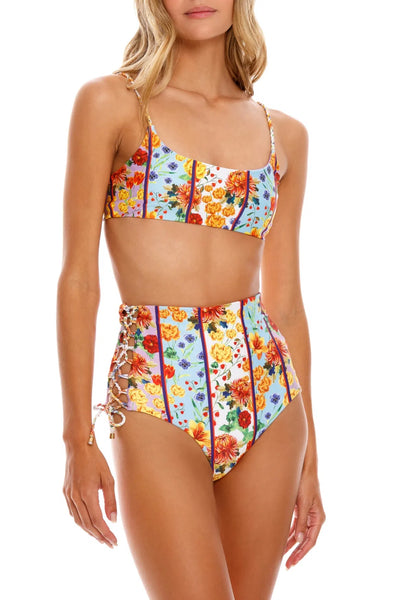 Vibrant Bright Floral Print Bikini Top