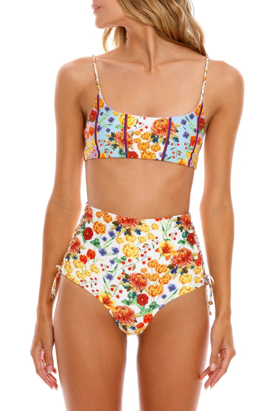 Reversible High Waist Floral Print Bikini Bottom