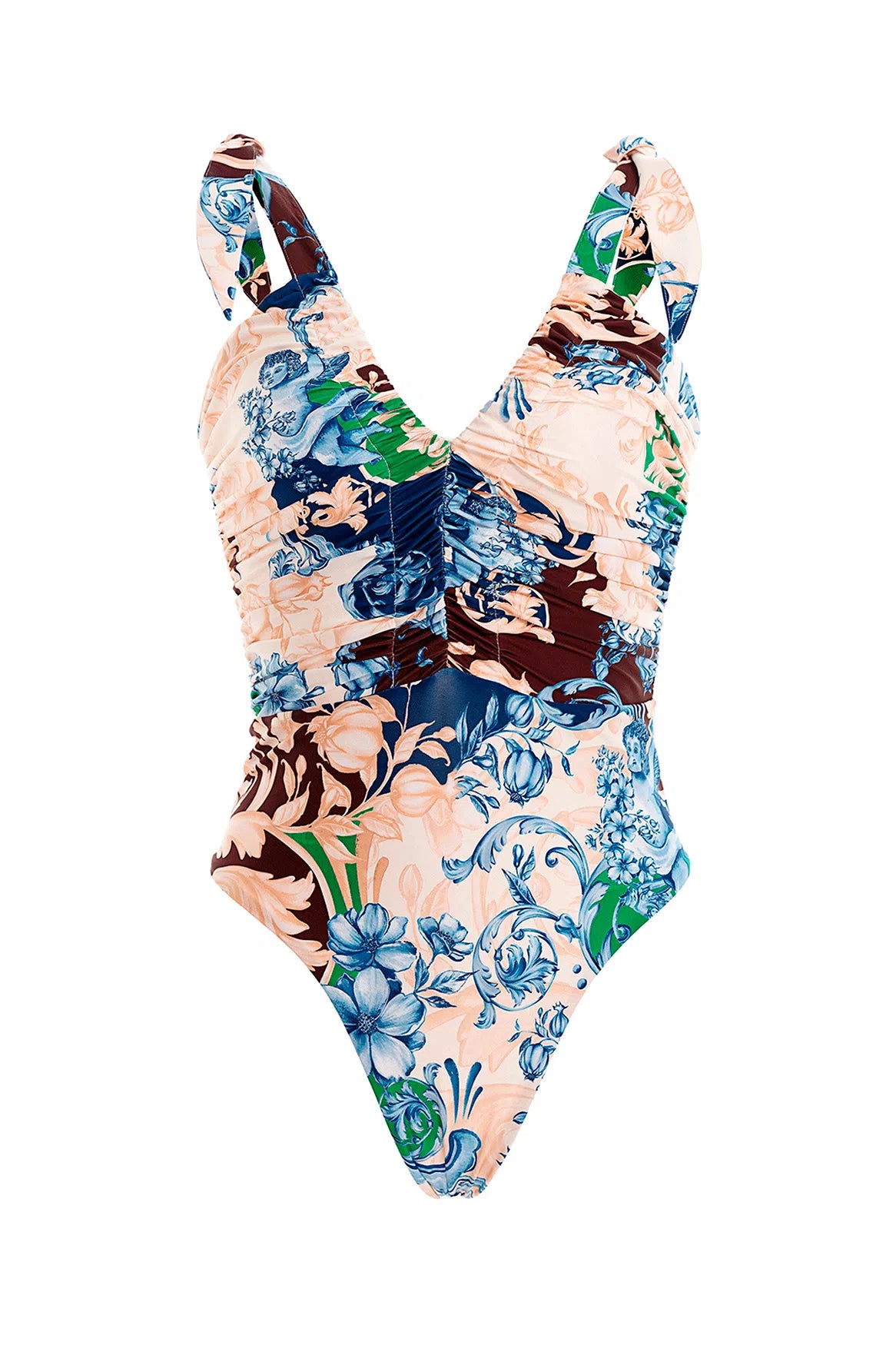 Bright Print Tie Shoulder One Piece