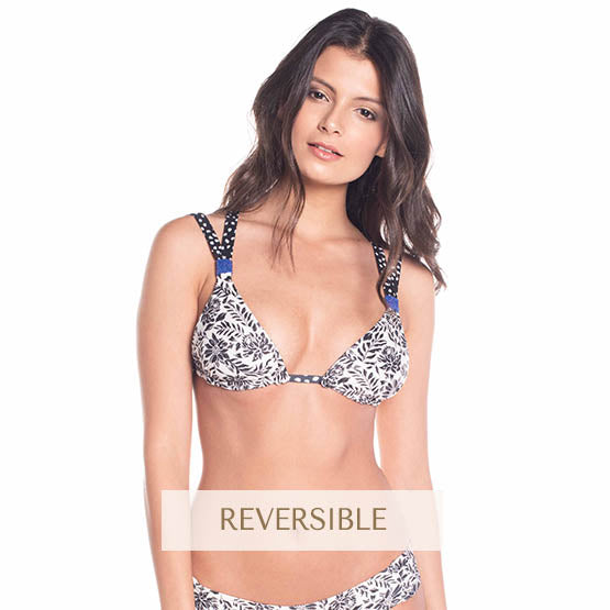 Printed reversible racer back triangle top