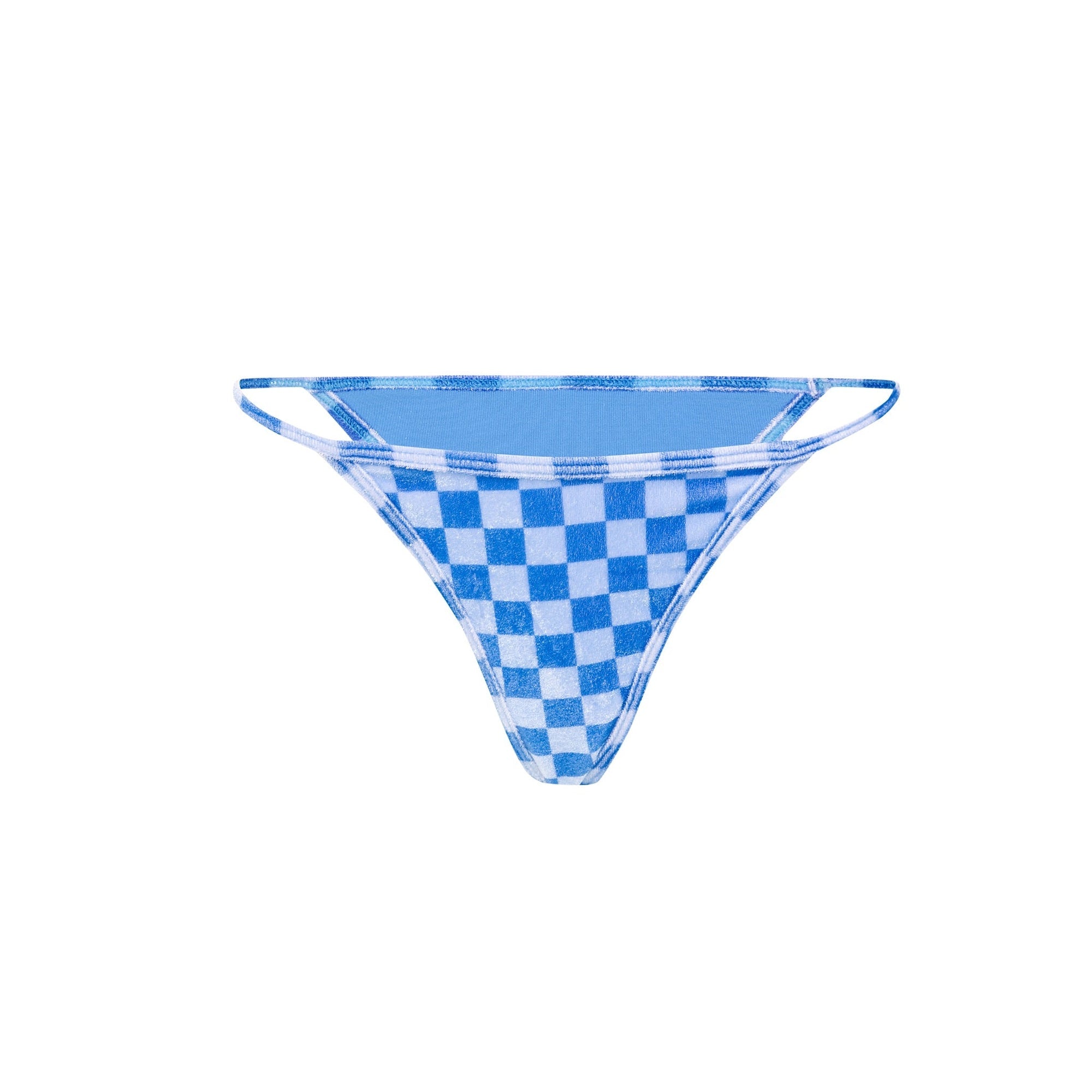 Blue Checkered Terry Bikini Bottom