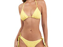 Yellow Textured Tie Side Bikini Bottom