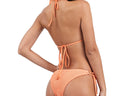 Light Orange Tie Side Textured Bikini Bottom