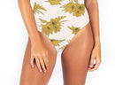 Corset white and yellow floral one piece