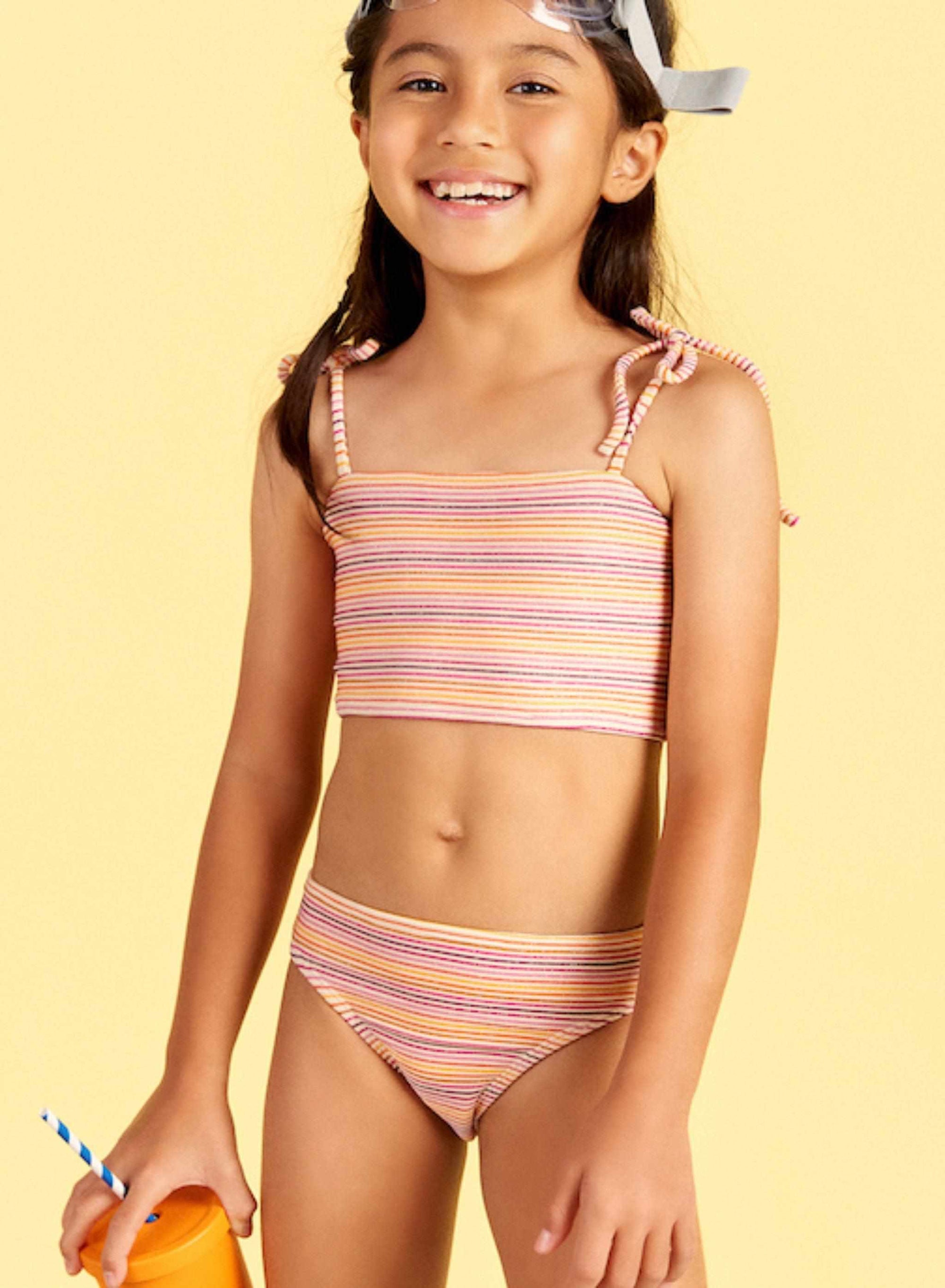 Kid's Striped Shimmery Bikini Set