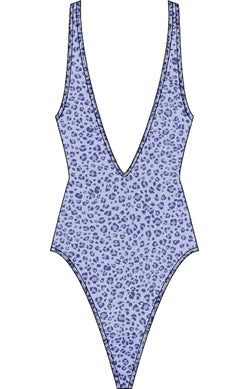 Blue leopard mesh one piece