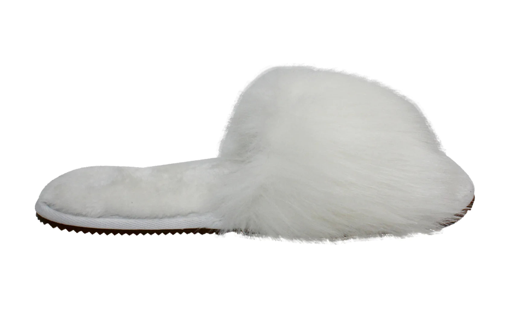 White Furry Open Toe Slippers