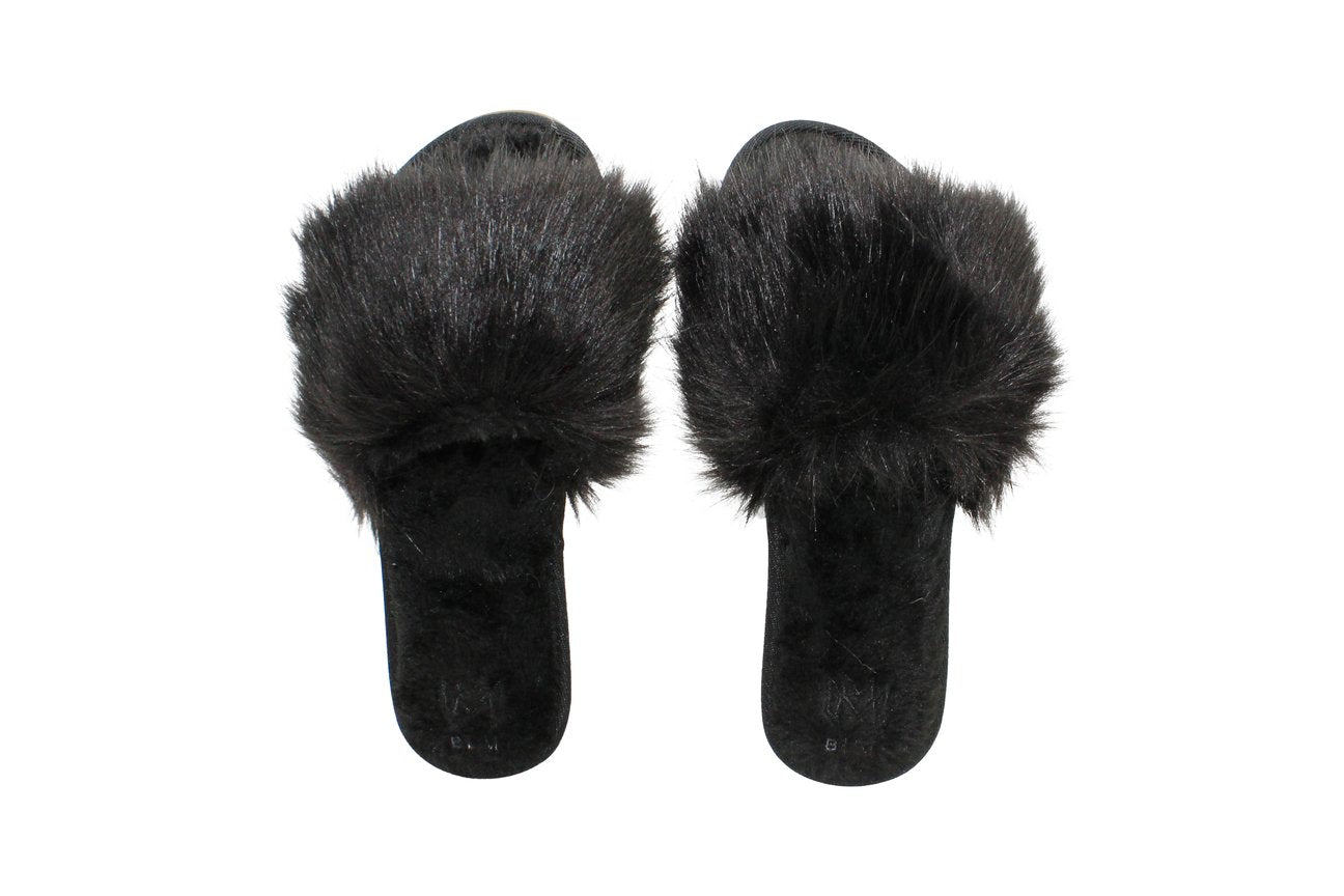 Black Fur Slippers