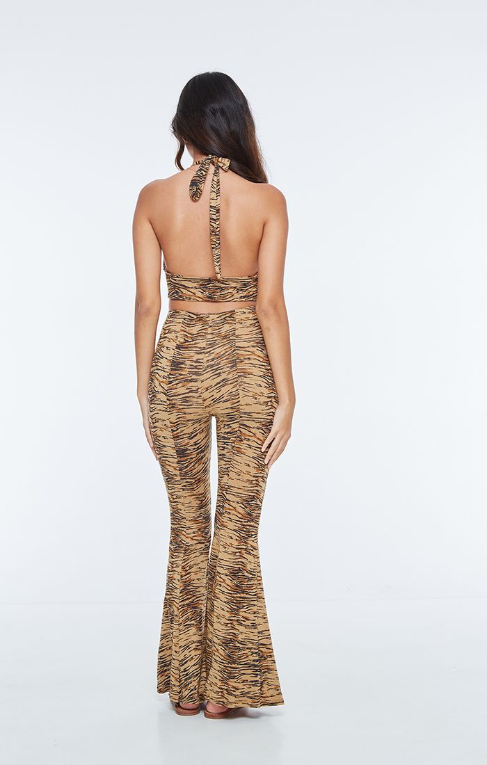 Tiger Print High Neck Halter Top