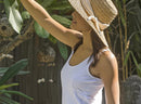 Braided hat with linen trim 