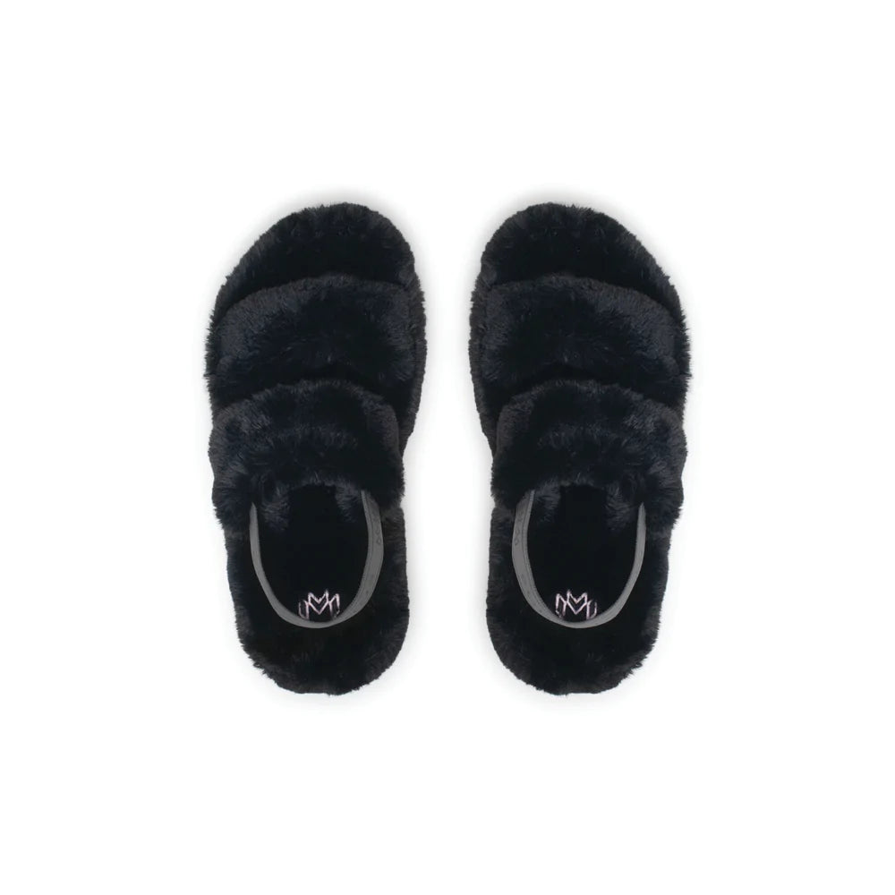 Fuzzy Black Slippers