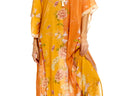 Mustard Flower Print Kaftan Dress