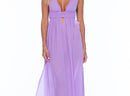 Long Violet Plunging V-Neck Dress