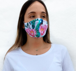 White Peacock Print Reusable Mask