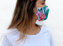 White Peacock Print Reusable Mask