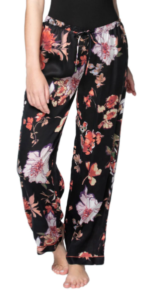 Black Floral Print PJ Pant