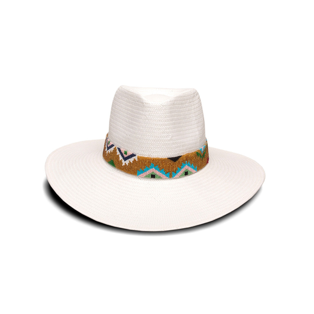 Beaded Band White Hat