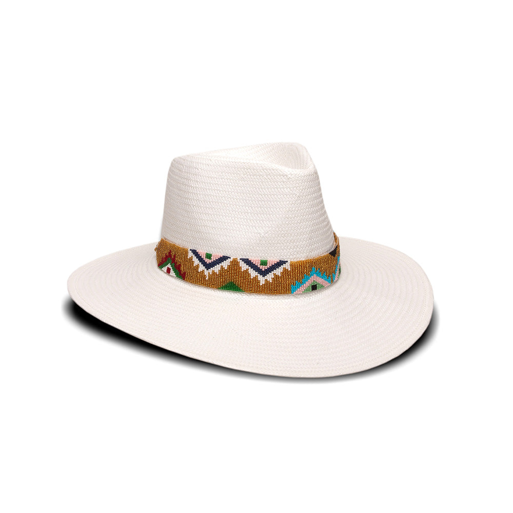 Beaded Band White Hat