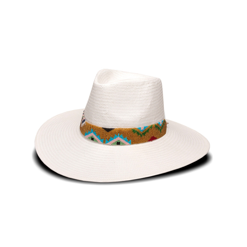Beaded Band White Hat