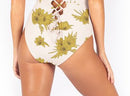 Corset white and yellow floral one piece