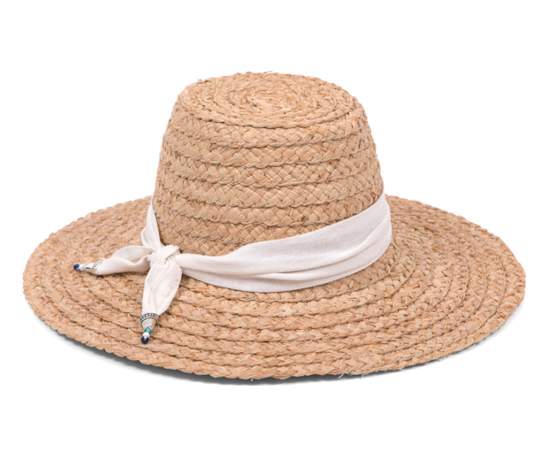 Braided hat with linen trim 