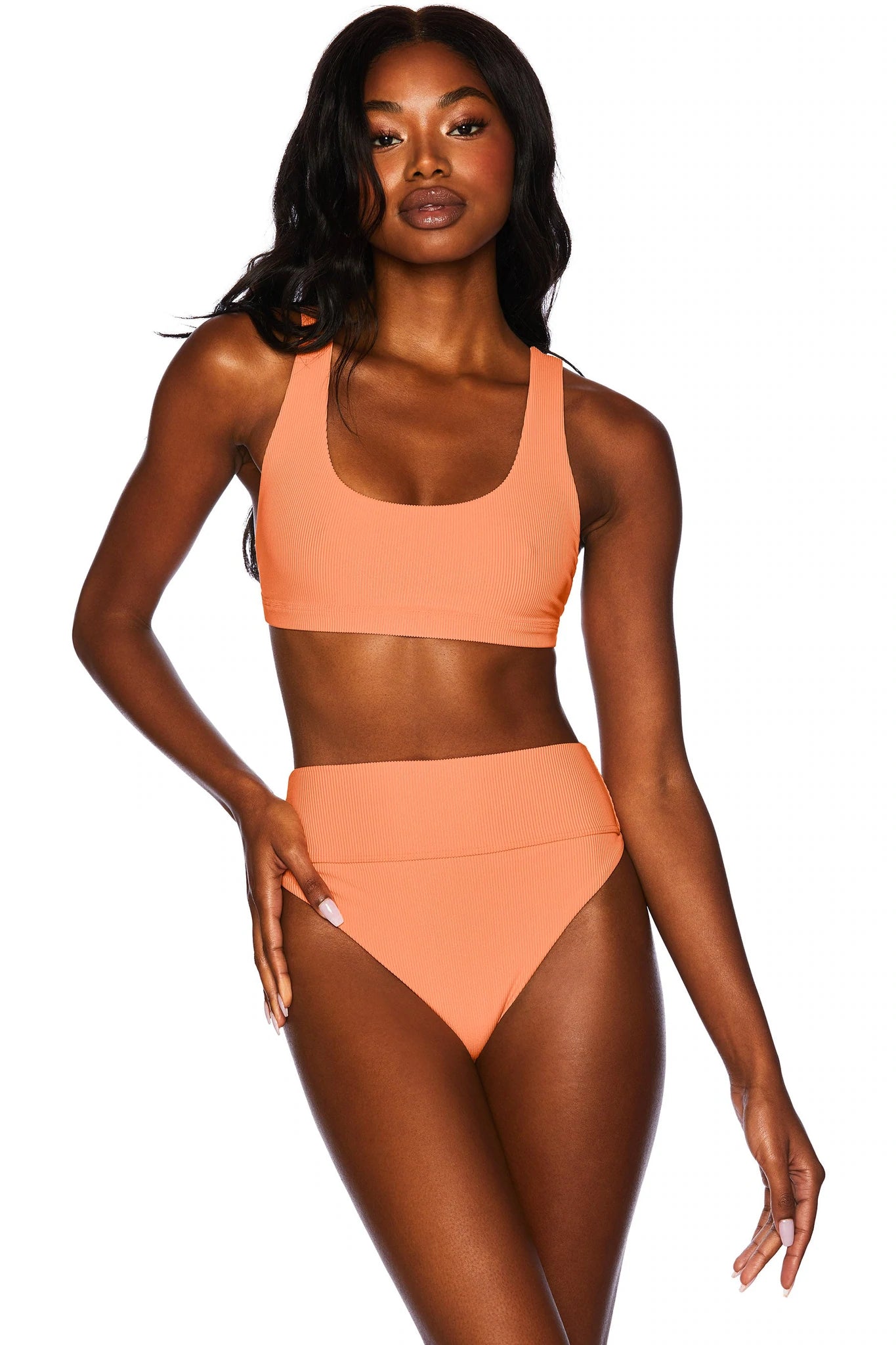 Sporty Scoopneck Ribbed Bikini Top