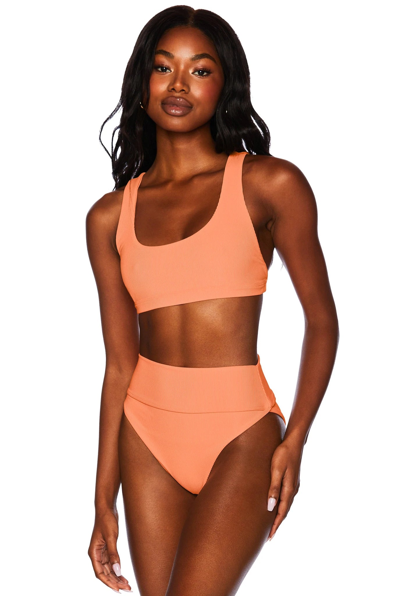 Sporty Scoopneck Ribbed Bikini Top