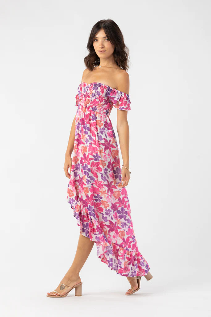 Floral Print Ruffle Strap Maxi Dress 