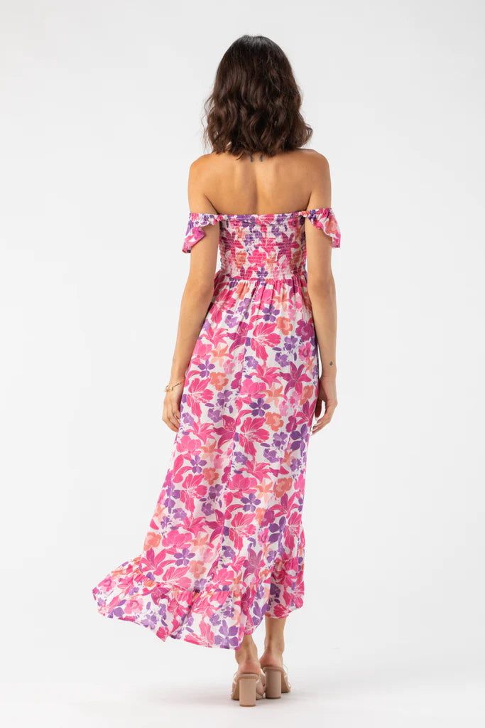 Floral Print Ruffle Strap Maxi Dress 