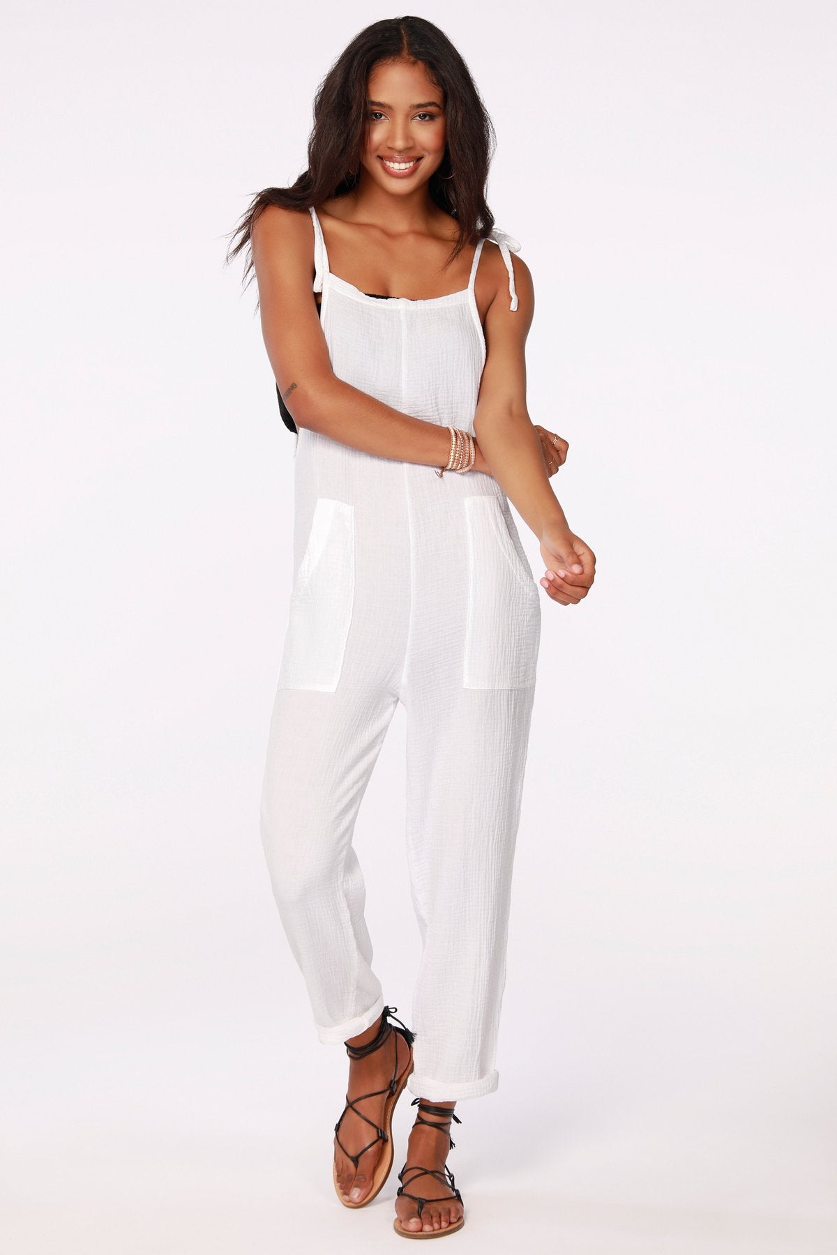 White Cotton Beach Jumpsuit