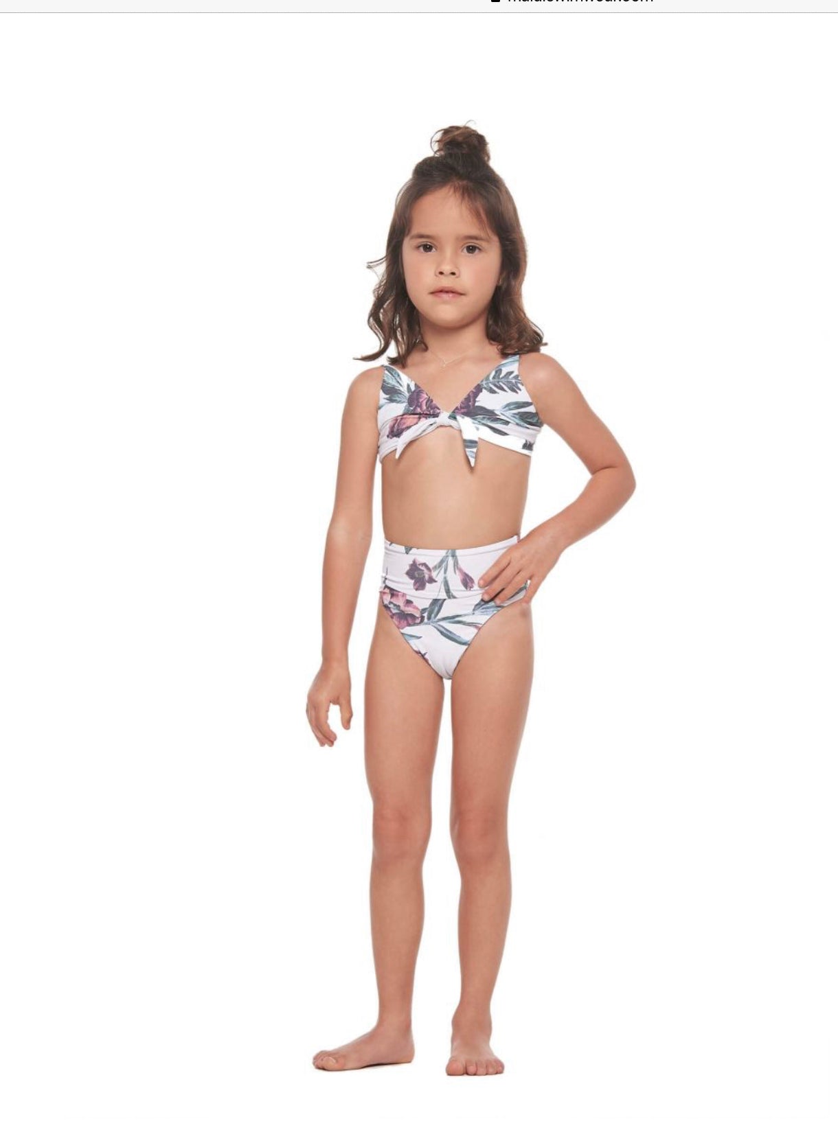 Kids white floral bikini set