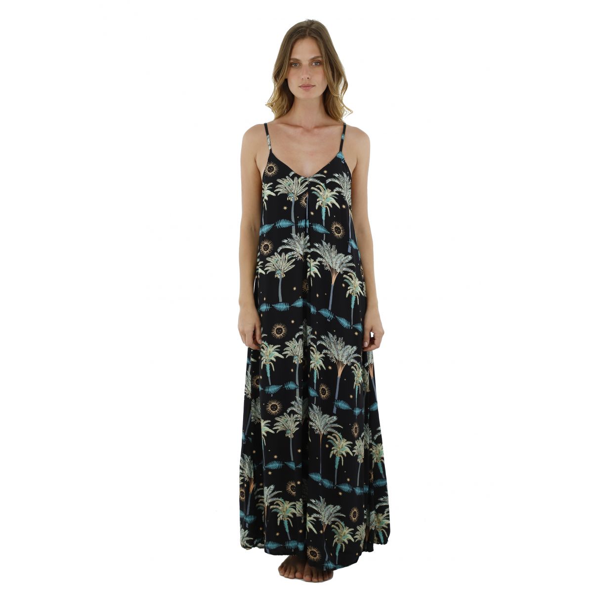 Palm Print Maxi Dress