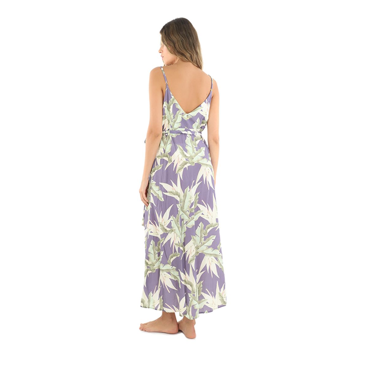 Tropical Print Wrap Dress