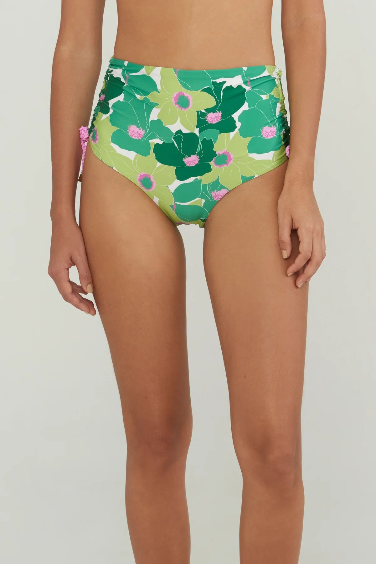 Green Printed High Waist Bikini Bottom