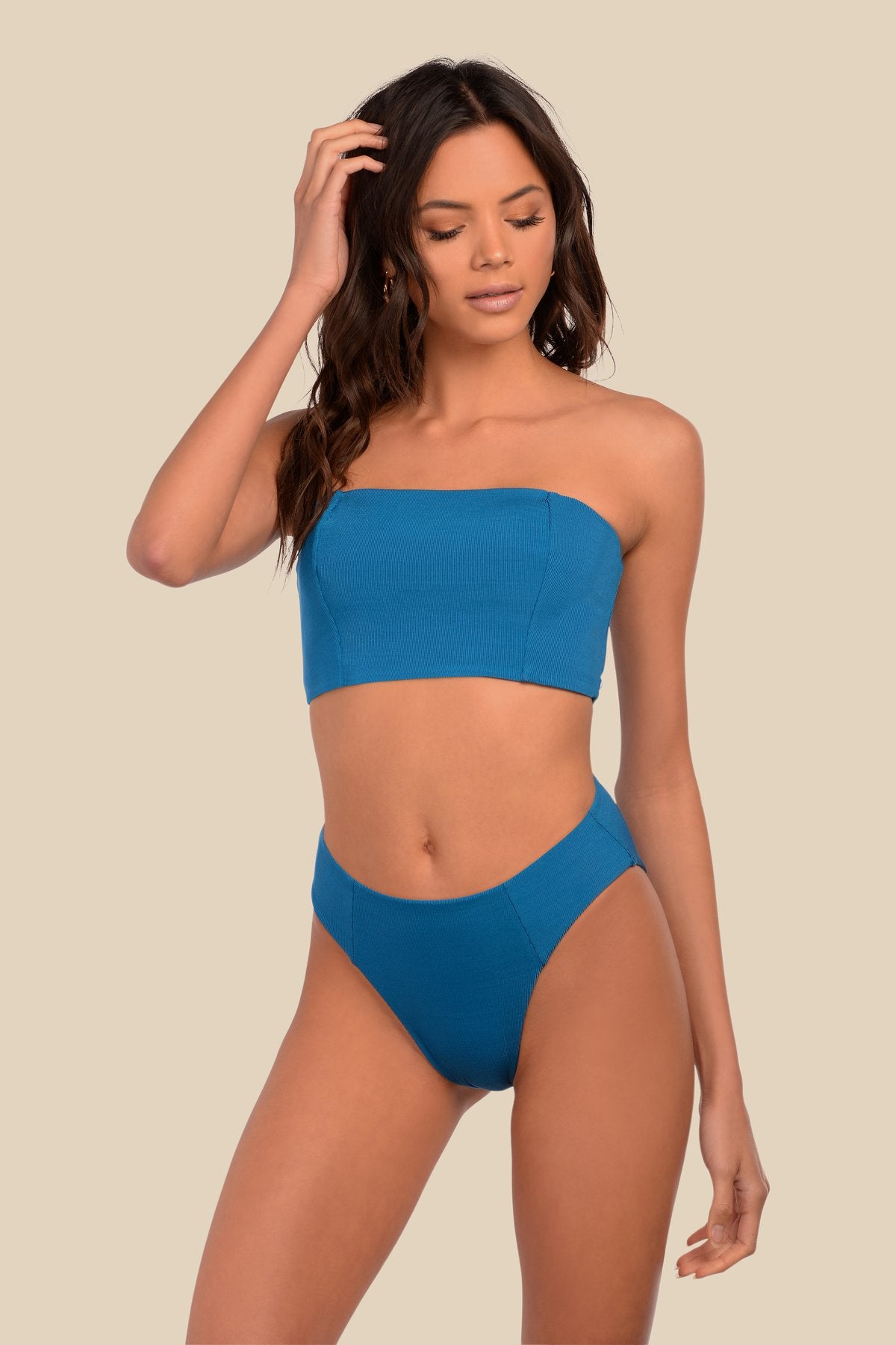 Blue reversible seamless bandeau top