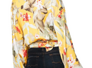 Tie Wrap Top in tropical yellow print