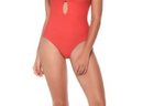 Red textured one piece Malai suit