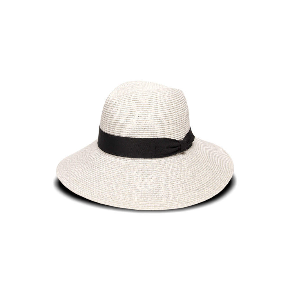 White Women's Hat With Black Band