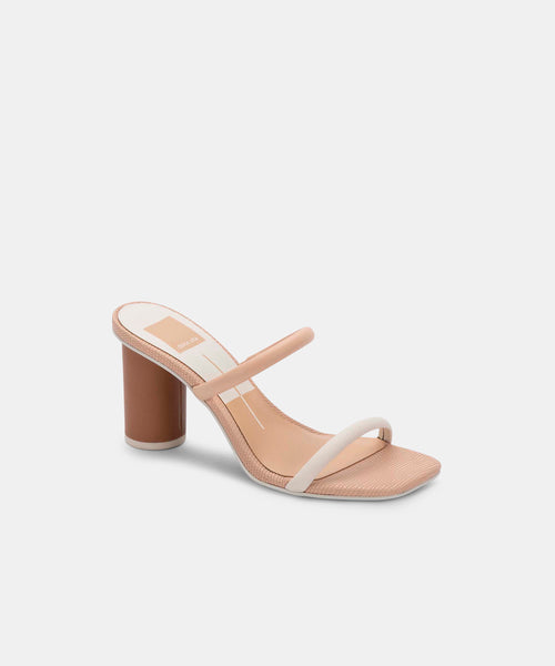 Heeled Leather Strap Sandals