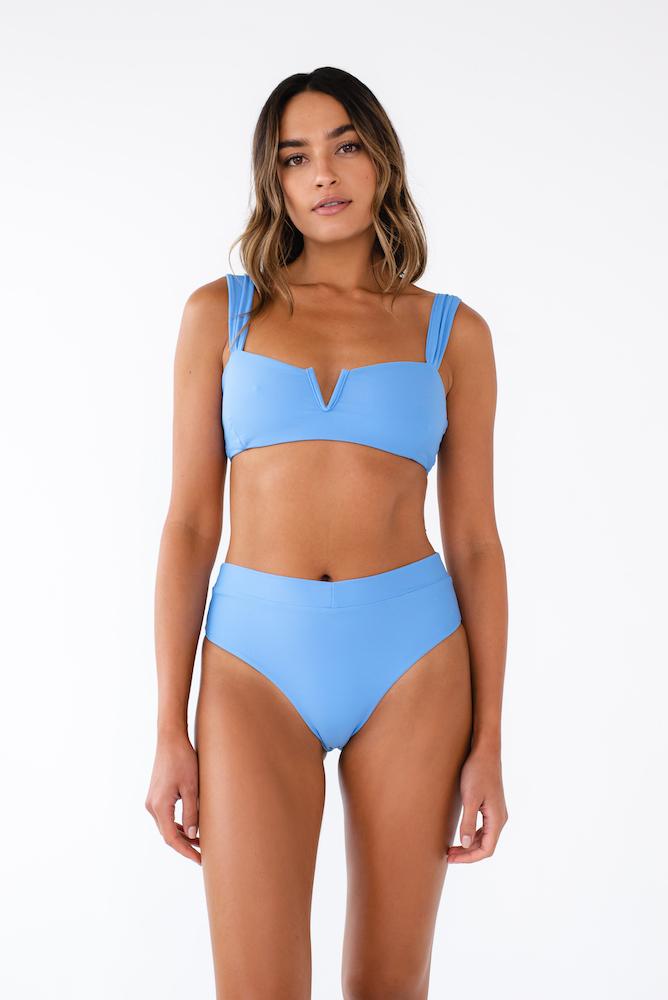 Blue High Waisted Bikini Bottom