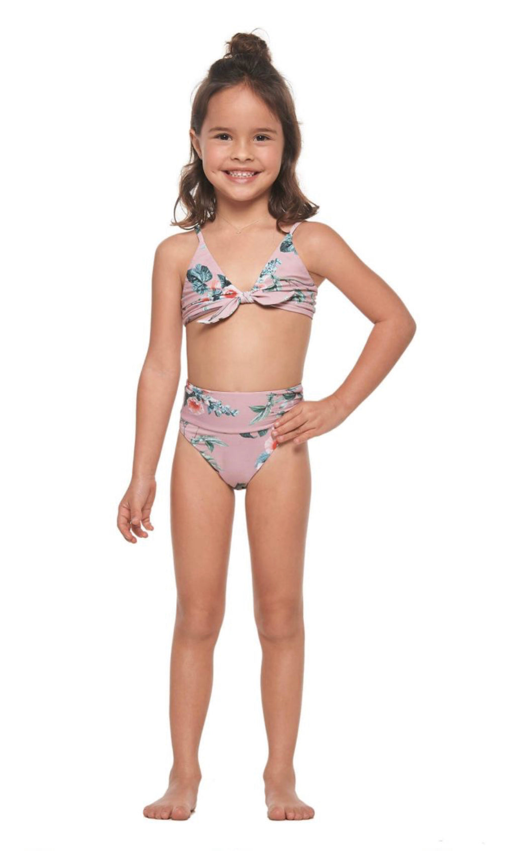 Kids pink floral bikini set