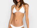 White Ribbed Triangle Bikini Top