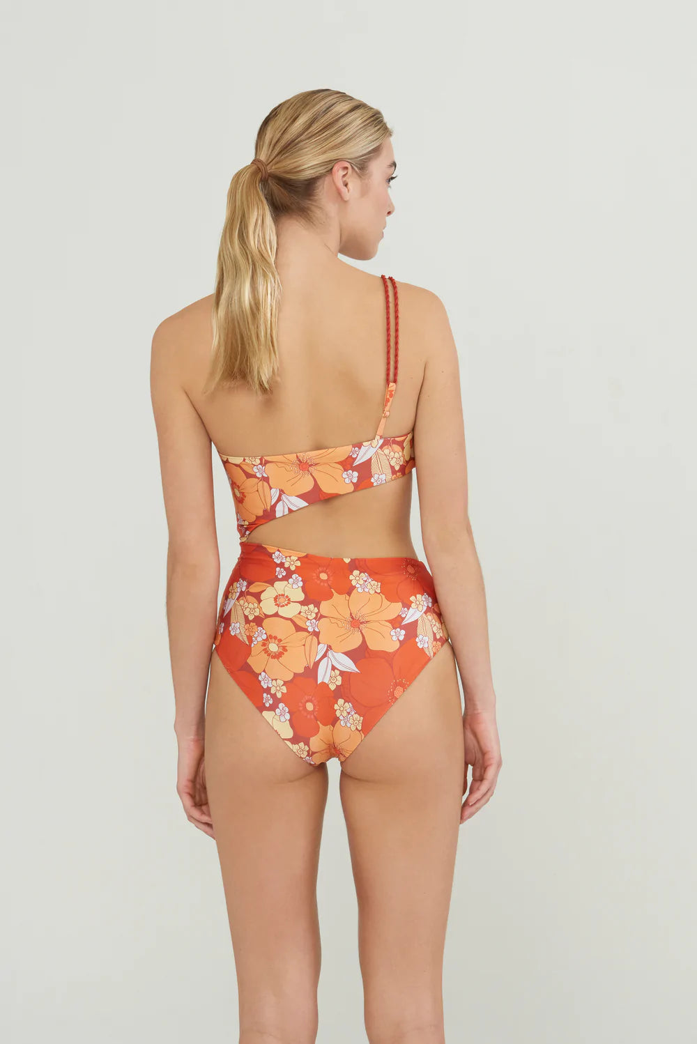 Floral Print One Shoulder Monokini