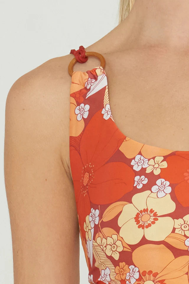 Floral Print One Shoulder Monokini